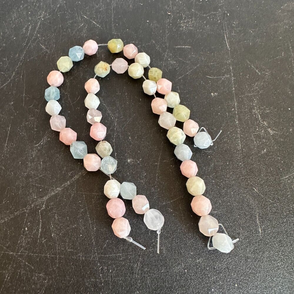 Unbranded 1.5" Pastel Faceted Glass Beads 2 Strands New